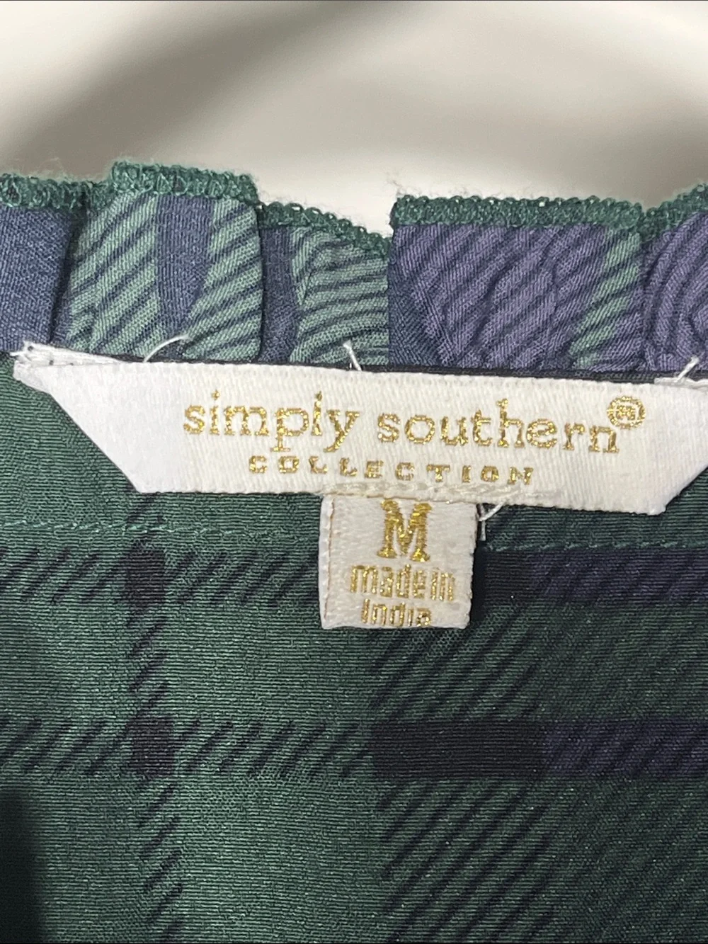 Simply Southern Plaid Tassel Tiered Mini Dress Green Purple Size M